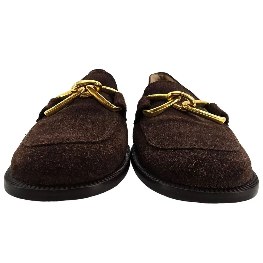 Bruno Magli Italy Womens 6.5AA Brown Suede Leather Dress Shoes Horsebit Loafers - Picture 9 of 12